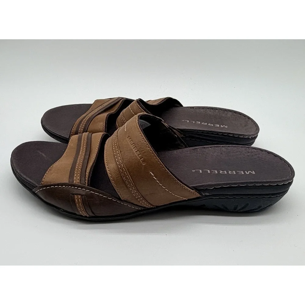 Merrell Slide Sandals Women's Sz 9 Piccolo Brown Slip On Performance Footwear
